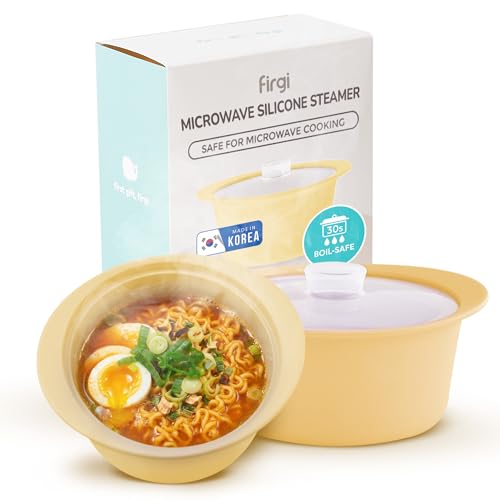 40oz Platinum Silicone Microwave Steamer Pot with Handle & Lid - Korean 100% Food-Grade Steamer Bowl, Heat-Resistant Cooker with Steam Holes, Easy Clean, Dishwasher Safe, Yellow - color: Butter Yellow, size: 40oz