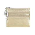 Women Genuine Leather Coin Purse Keychain Change Purse - color: Gold