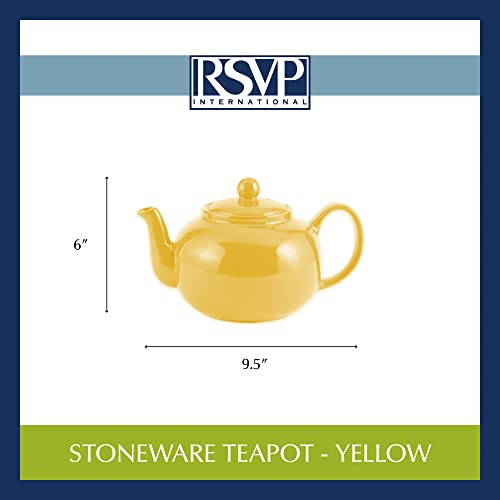 RSVP International Stoneware Teapot Collection, Microwave and Dishwasher Safe, 42 oz, Yellow - color: Yellow, size: 42 oz