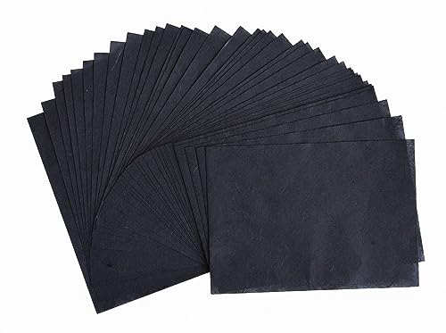 A5 50 Sheets Natural Fiber Mulberry Tree Mulberry Paper Sheets Art Tissue Washi Paper Design Craft Art Origami Suppliers Card Making 8.3" x 5.8". (Black, A5) - color: Black, size: A5