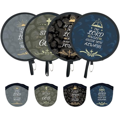 4Pcs Chirstian Round Foldable Hand Fan Japanese Foldable Fan Style Handheld Compact Cooling Fans,Round Folding Fan for Outdoor Games,Xmas Decoration,Festival,Party Favors,Travel,Events - color: Chirstian