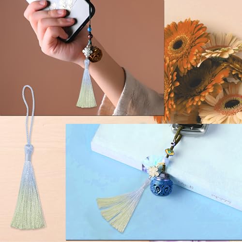 50Pcs 5 Inch Bulk Bookmark Tassel Kit for Graduation, Keychain(Blue Green) - color: Blue&green