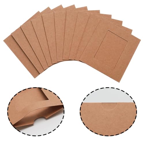 30Pcs 3x3Inch Brown Paper Photo Frames with String & Clips - color: Brown, size: 3x3inch