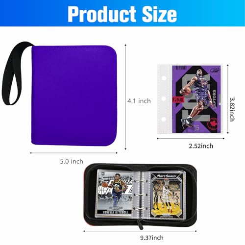 Mini Trading Card Binder for 80+ Cards - Lightweight Portable Top Loading Album with Secure Pockets for TCG, MTG, Baseball, Football, Sports & Game Cards (Purple) - color: Purple