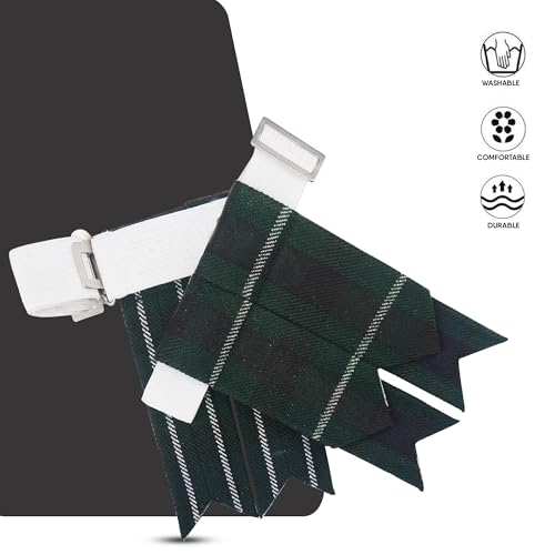 EZE Kilt Flashes for Men with Heavy Buckle Adjusters, Plain & Tartan Kilt Sock Flashes Acrylic Wool - color: Graham Modern