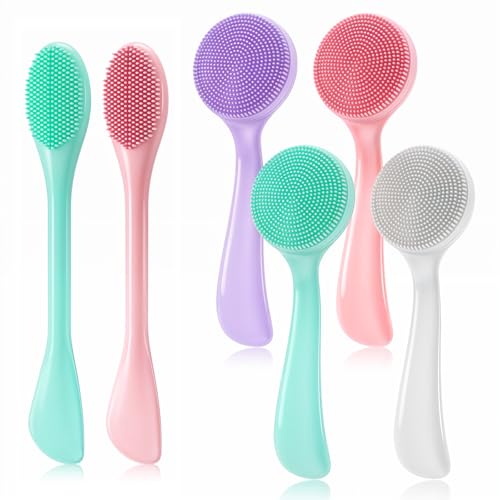 6 Pack Silicone Facial Cleansing Brush, Manual Face Scrub Brush, Waterproof Exfoliating Faces Brushes for Cleansing for Women and Men, Blackheads Makeup, Residues Removal