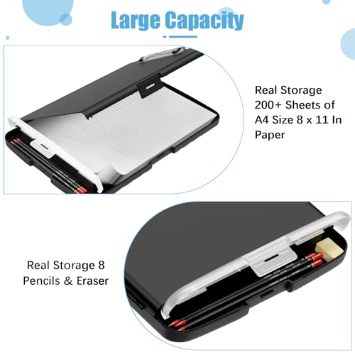 Hongri Clipboard with Storage with Pencil Case, 8.5 x 11 Storage Clip Board - color: Black