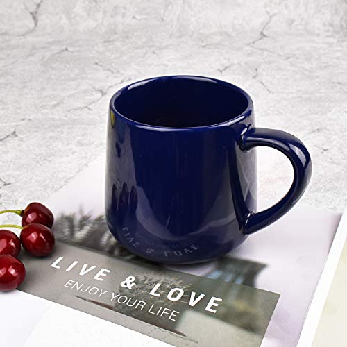 Bosmarlin Large Glossy Ceramic Coffee Mug, Tea Cup for Office and Home, 18 oz, Suitable for Dishwasher and Microwave, 1 Pack (Royal Blue) - color: Royal Blue