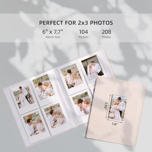 Vienrose Mini Polaroid Photo Album 208 Photos 2x3 Inch Beige 1 PACK - color: Beige, size: 1 PACK