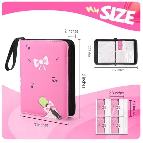 Collectible Trading Card Binder, 400 Pockets Card Holder with 50 Removable Sleeves, Portable Collection Binder Album Book Case Storage, Zipper Card Protective Sleeves for TCG, Sports Card - color: Sweet Pink