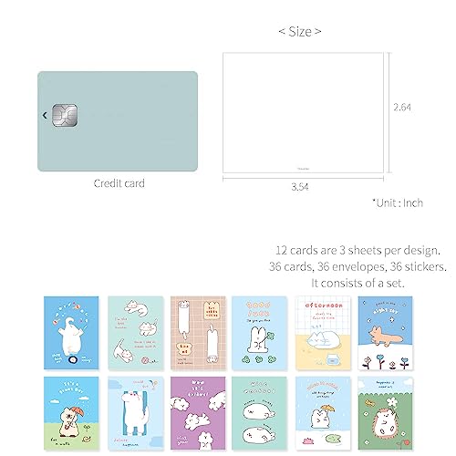 Monolike Day-by-day Card, Story town afternoon Ver.2 - Mix 36 Mini Single cards, 36 envelopes, 36 stickers Package - color: Story town afternoon Ver.2