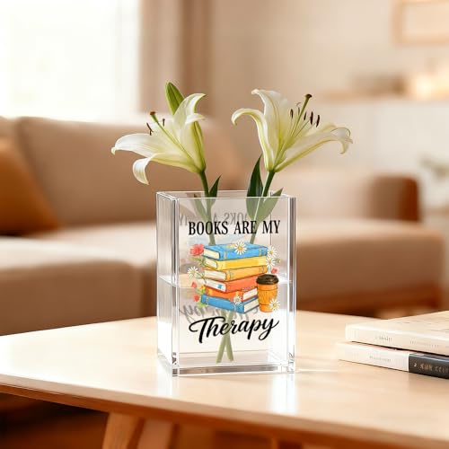 Books Are My Therapy Acrylic Pen Holder Makeup Organizer for Desk - color: Transparent71