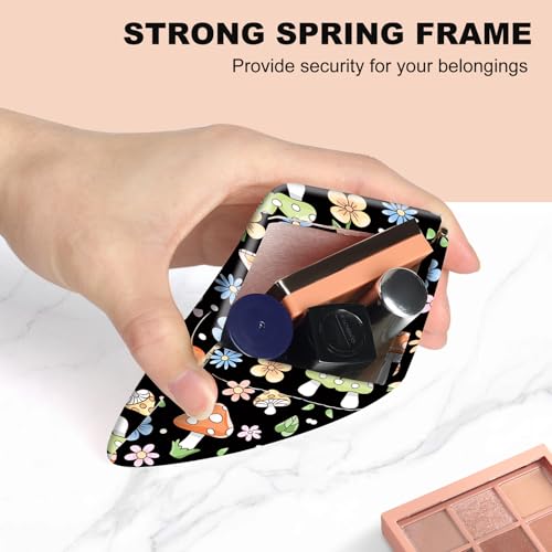 2Pcs PU Leather Small Squeeze Coin Purse Pouch Mini coin Bag Unique And Cute Wallet Cosmetic Bags Change Bag For Women Girls Men （Black and Pink Mushrooms - color: Black and Pink Mushrooms
