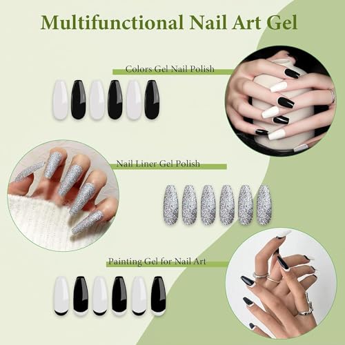 Gel Nail Art Polish Set 4 Colors Thin Brush Liner for French Tip Design - color: B4