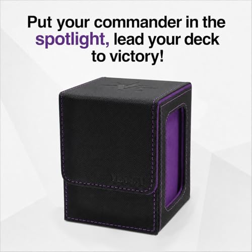 Venssu MTG Deck Box with Commander Display, Fits TCG Cards (Black＆Purple) - color: Black＆Purple