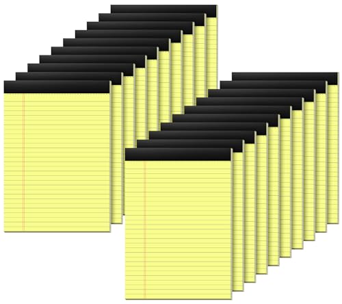 20 Pack Legal Pads 8.5 x 11 Double-Sided Printing Wide Ruled Yellow Notepad - color: Yellow 20