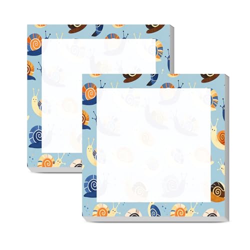 Sticky Notes 3x3 Inches, Cute Self-Stick Note Pads, Funny Memo Pads, Easy to Post Sticky Notes for Office, Home & Notebook Cute Blue Snail - color: Cute Blue Snail