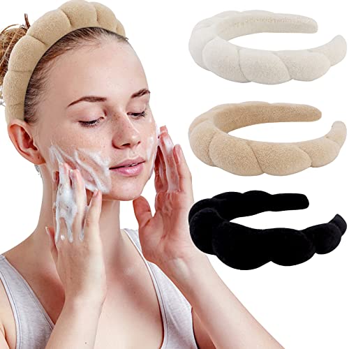 WHAVEL 3 Pack Spa Headband for Washing Face Makeup,Skin care,Facial - color: Khaki, Brown, Black