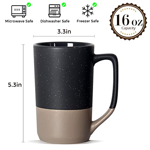 16 OZ Large Coffee Mug, Ceramic Coffee Mugs, Big Tea Cup, Grey - color: Gray