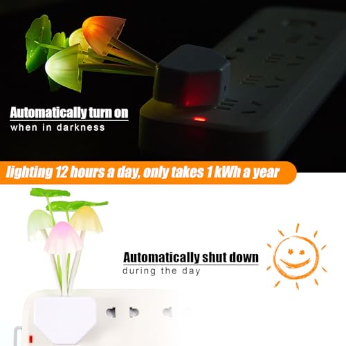 Mudder 6 Pack Plug in LED Mushroom Night Light, Water Plants, Lotus Leaves - style: Water Plants, Lotus Leaves