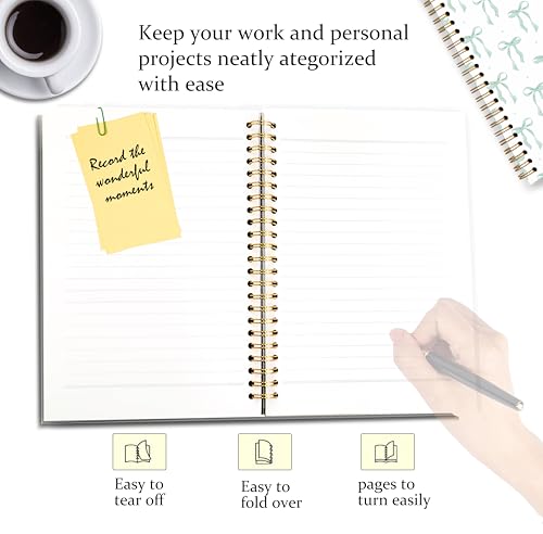 GDJIEGBC Preppy Sage Green Bow Notebook 5.5x8.3in - color: Color-D