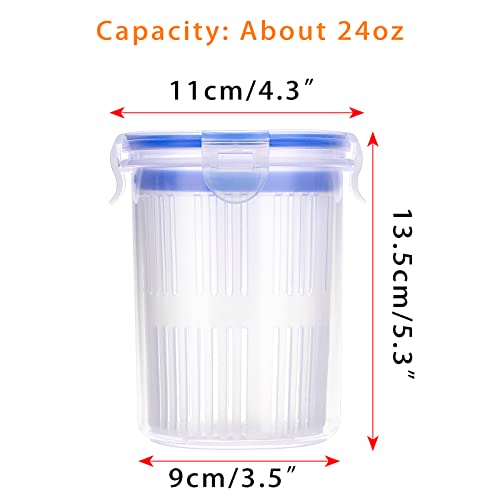 JUXYES Transparent Plastic Pickle Storage Jar with Strainer and Lock Lid