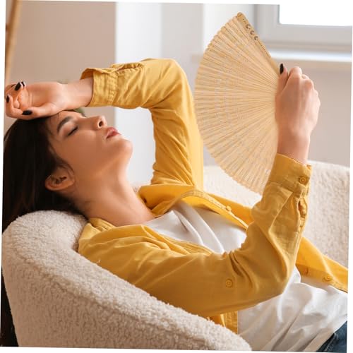 Baluue Bamboo Folding Fan 12.5 Inch Lightweight Portable Decorative Handheld Folding Fan with Tassels for Wedding Party Baby Shower and Home Decor