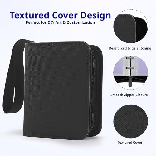 1 Pocket Card Binder with Zipper, 100 Pockets Mini Trading Card Album, Premium PU Leather Single Card Binder, Small Display Folder for TCG & Sports Cards - color: Black, size: 1-Pocket