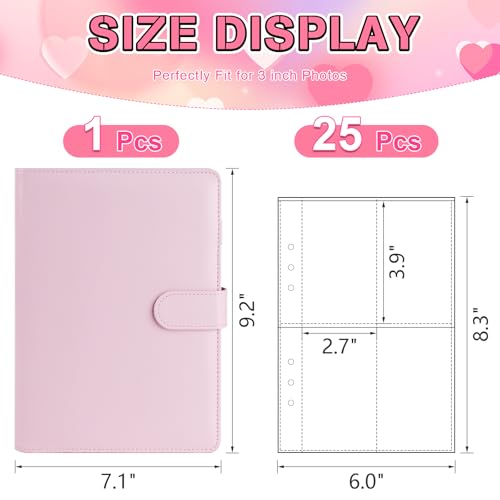 A5 Kpop Photocard Binder, 6 Ring Binder Album with 200 Card Slots, Leather Binder Cover with Magnetic Buckle Closure for Organizing Trading Cards(Pink) - color: Pink