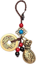 Traditional Feng Shui Good Chinese Lucky Charm Brass Keychain - style: Fortune Bag