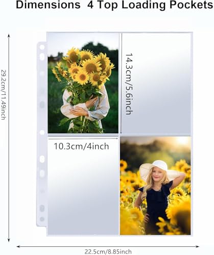 100 Pack Photo Sleeves Holds 800 3.5"x5" Photos, Clear Photo Page Protector for 3 Ring Binder, Double-Sided Photo Album Refill Pages Photo Pockets Photo Sleeves Binder Sheets - size: 3"x5"