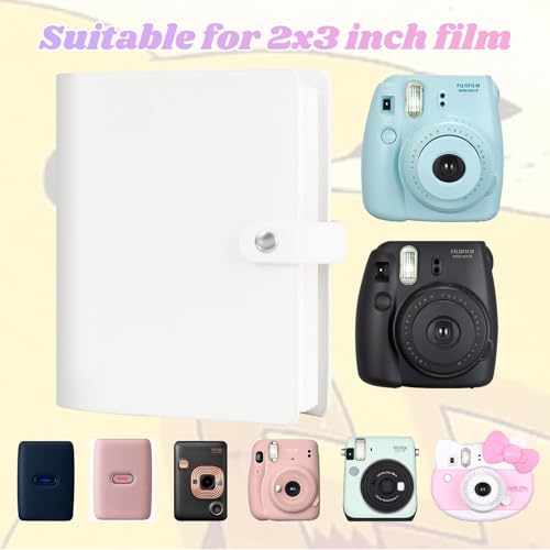 Ruibytree 320-Pocket PU Leather Photo Album for Instax Mini Camera, White - color: White