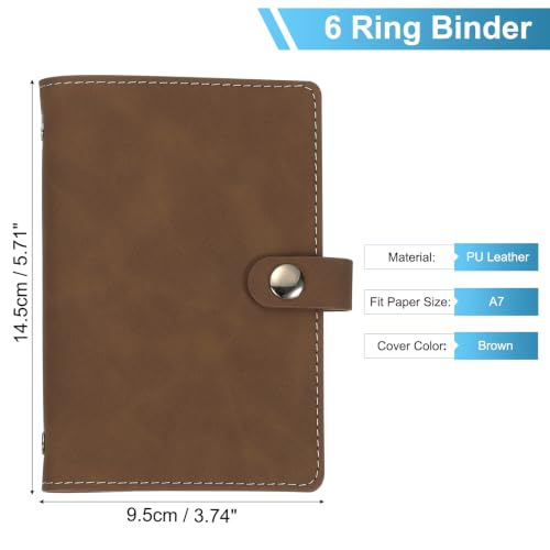 PATIKIL A7 PU Leather Binder Cover 6 Ring Loose Leaf Brown - color: Brown, size: A7