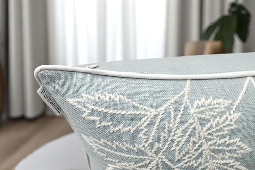 Rudransha Hand Embroidered Wildflower 18x18 Pillow Cover, Robins Egg - color: Blooming-robins Egg, size: 18" x 18" (Pack of 1)