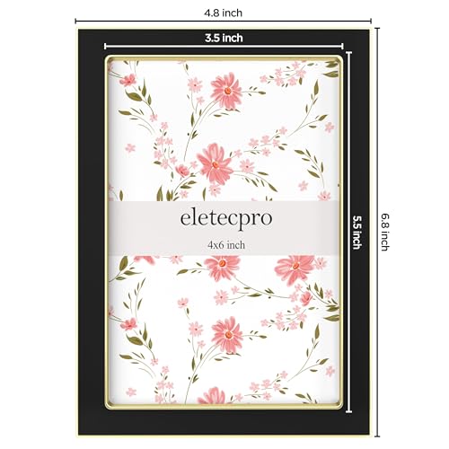 eletecpro 4x6 Enamel Picture Frame with Real Glass Cover, Black, 2-Pack - color: Black & Gold, size: 4x6