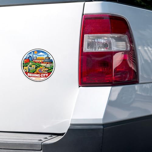Cartoon Style China Beijing City Sticker - Waterproof Outdoor Vinyl Decal, 3 Inch - color: Cartoon Style China Beijing City, size: 3'' longer side