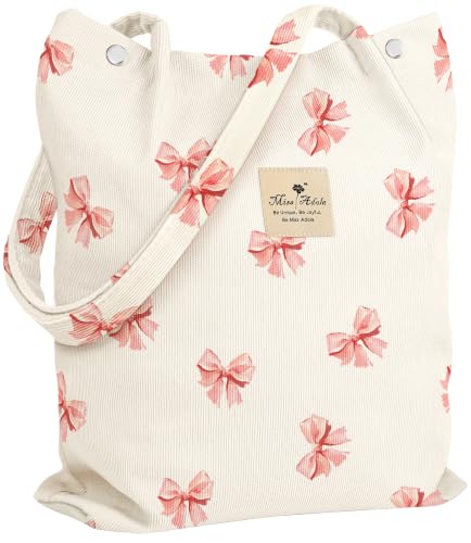 Miss Adola Corduroy Tote Bag for Women Cute Design - color: 3d Bow