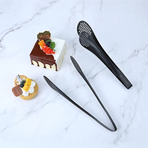 MSY BIGSUNNY Stainless Steel Buffet Tongs - Heavy Duty Kitchen Food Tong for Cooking and Serving (Black - 11" Serving Tongs) - color: Black - 11" Serving Tongs