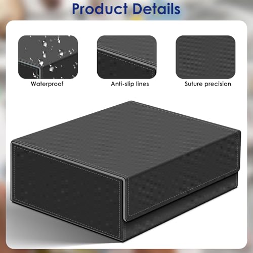 1800+ Card Deck Case, Leather Magnetic Storage Case for Trading Cards - color: 1800+ Black