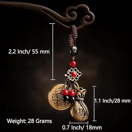 Traditional Feng Shui Good Chinese Lucky Charm Brass Keychain - style: Fortune Bag