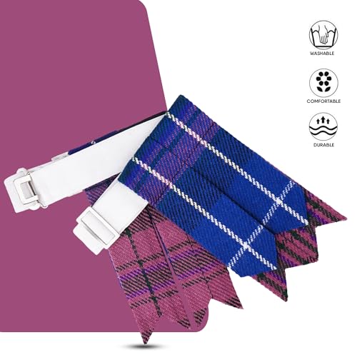 EZE Kilt Flashes for Men with Heavy Buckle Adjusters, Plain & Tartan Kilt Sock Flashes Acrylic Wool - color: Pride of Scotland
