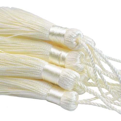 20Pcs 4.3 Inch Silky Mini Craft Tassels for Earrings, Souvenir(Cream) - color: Cream