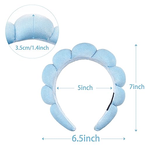 Ayesha Spa Headband for Washing Face Makeup Skincare Soft Sponge Hair band - color: Blue