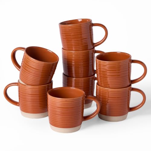 famiware Coffee Mugs Set of 8, 13 oz Mug Set, Ceramic Cup Set with Handle - color: Constellation-Terracotta, size: 8 Count (Pack of 1)