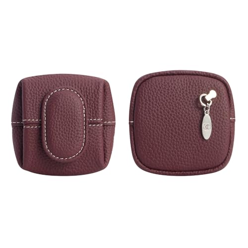 Royal Bagger Genuine Cowhide Leather Coin Purse for Women, Lychee Pattern Mini Change Pouch with Buckle Closure, Compact Accessory Bag 1603 (Wine Purple) - color: Wine Purple