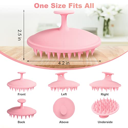 Meartchy Silicone Scalp Massager Shampoo Brush, Scalp Brush for Hair Growth & Dandruff Removal, Hair Scrubber Scalp Stimulator Exfoliator Brush with Soft Bristles for Wet Dry Scalp Care (Pink) - color: Pink