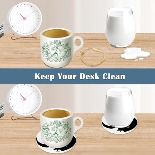 Coasters for Drinks,Black and White Cat Ying Yang Absorbent Coaster Set of 4 with Cork Base,Ceramic Drink Coasters for Cold Drinks Wine Glasses Cups Mugs,Housewarming Gifts for Home Decor - color: Black and White Cat