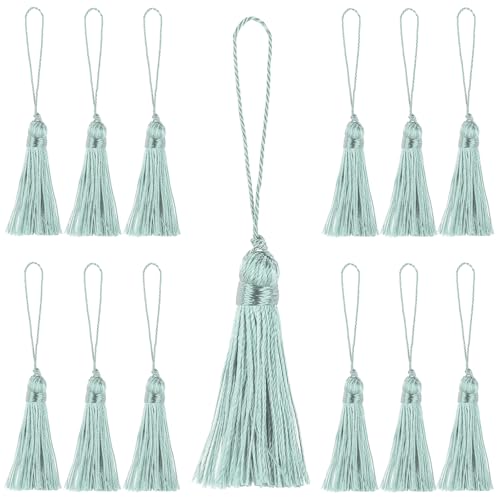 48Pcs Mini Bookmark Tassels Handmade Keychain Silky Tassel - color: 22# Light Blue