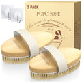POPCHOSE Dry Brushing Body Brush, 2 Pack Boar Bristle Exfoliating Brush - size: 2 Count (Boar Bristles)