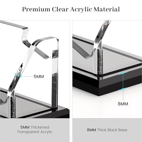 YUXUN Black Business Card Holder for Desk-2 Tier 2 Slot, Acrylic Business Card Holder for Women Men, 100+ Business Cards Display Stand, Multiple Business Card Display for Exhibition, Home, Office
